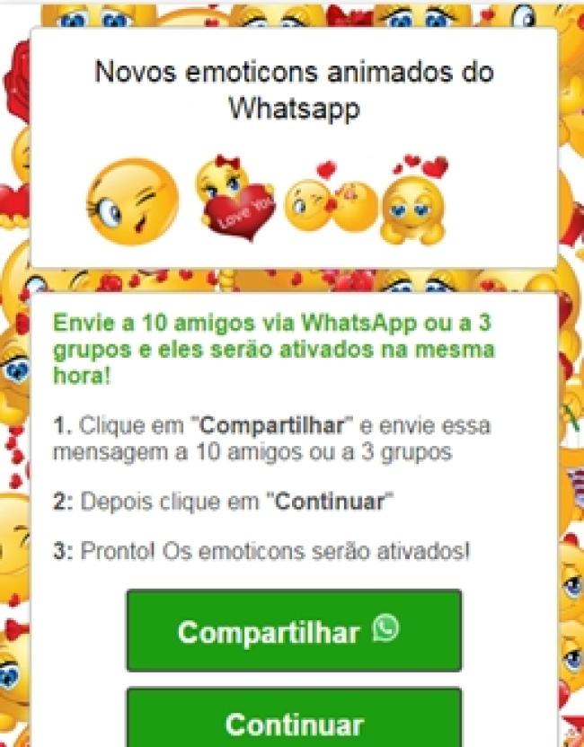 Cibercriminosos usam pacote de emoticons românticos para golpe no WhastApp