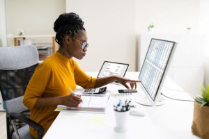 orçamento, investimentos, calculos, mulher, mulher negra, cfo, inadimplência