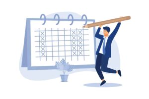 semana de quatro dias de trabalho, trabalhador com calendário