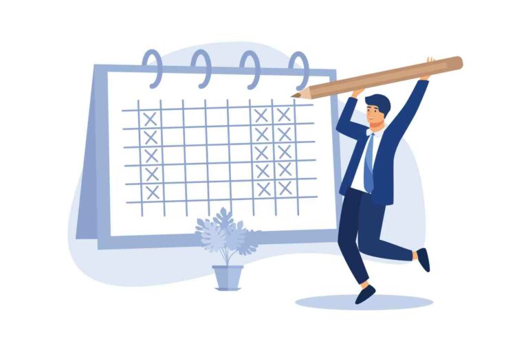 semana de quatro dias de trabalho, trabalhador com calendário